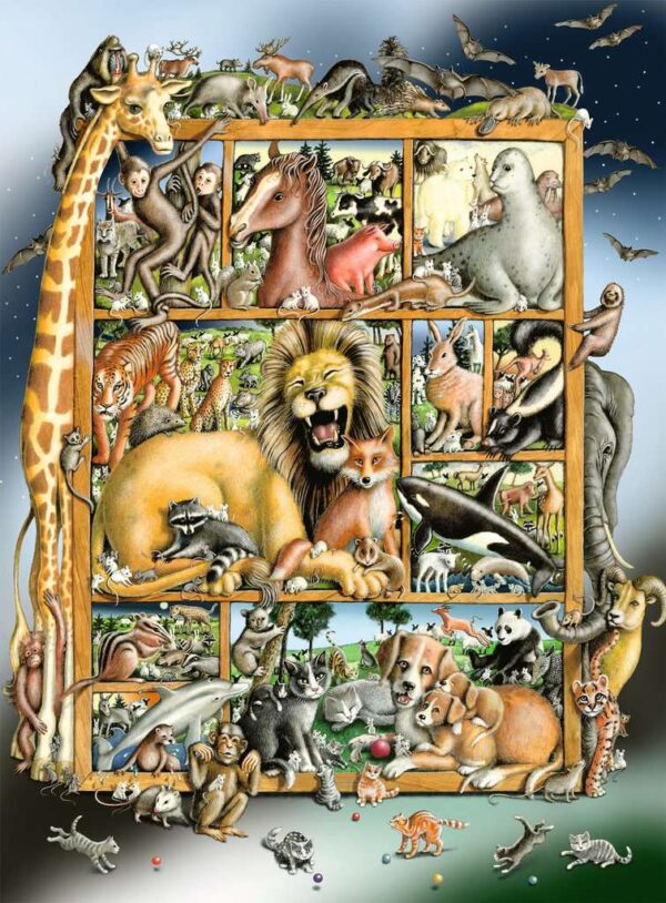 Puzzle Tiere im Regal