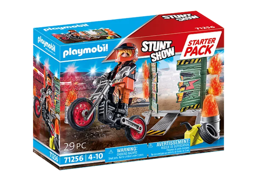 Stuntshow Motorrad mit Feuerwand