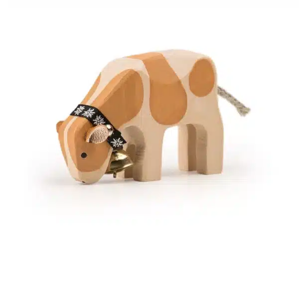 Kalb fressend mit Glocke orange