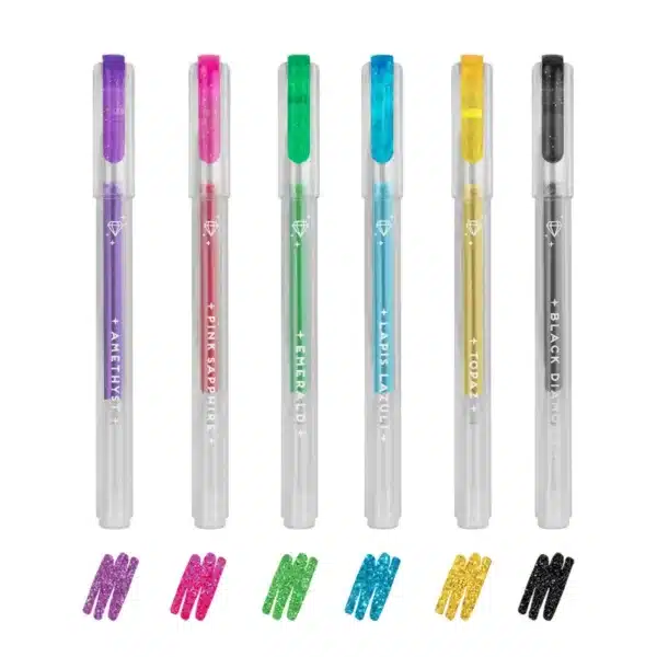Set aus 6 glitzernden Mini-Gelstiften